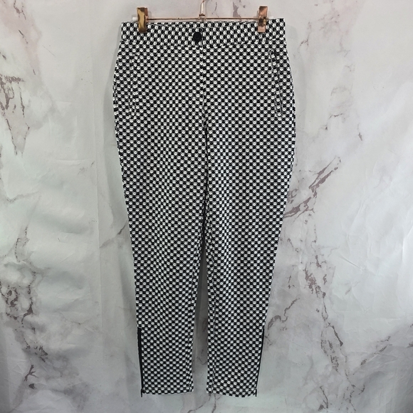 Betabrand Pants Womens Crop Black Skinny Pencil High Rise Catstooth - Picture 6 of 12
